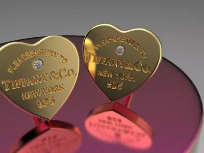 Tiffany Heart Tag Stud Earrings 3D print model