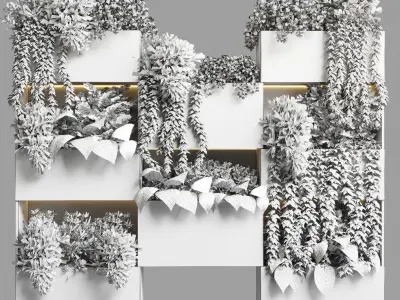 Collection Indoor plant-plant stand concrete vase 05 Low-poly 3D model