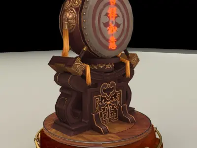 Chinese display stand with drum 3D model