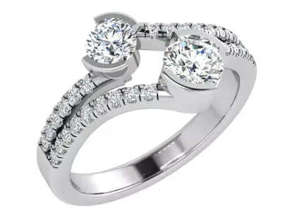 Round Half Bezel Diamond Ring 4347 3D print model