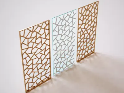 Partition set of three glass panels 3D model