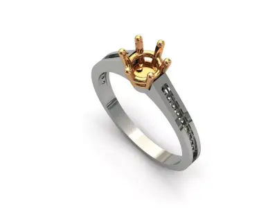 Solitaire Engagement Ring Diamond Women Ring Stone 3D print STL 3D print model