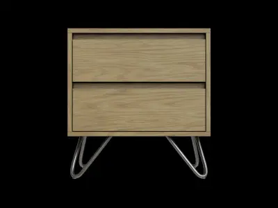 Light Walnut Effect Black Bedside Table Low-poly 3D model