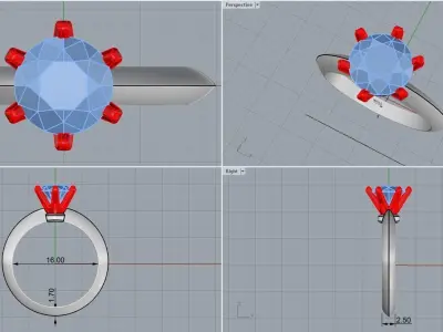 engagement ring tiffany style size 16 model 658 3D print model