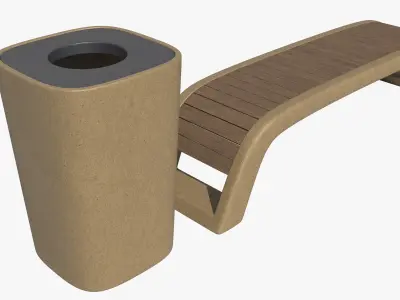 Street bench and urn 3D model