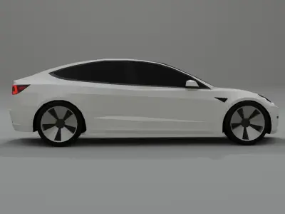 Tesla Model 3 low poly 3D model Low-poly 3D model