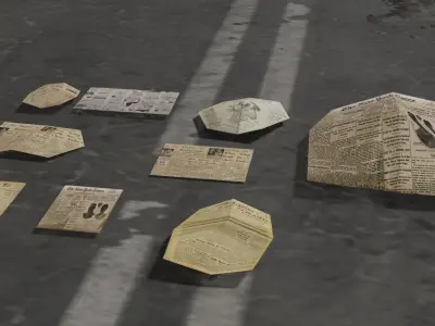 newspaper pieces Free low-poly 3D model