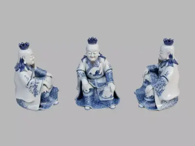 Porcelain Sitting Statue Low-poly 3D model