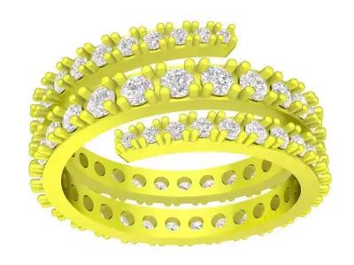 Luxury Multi Row Pave Wrap Ring 3D Model  4357 3D print model