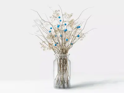 dry flowers vase 3D model