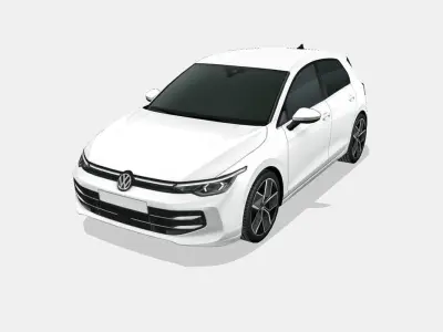 Volkswagen Golf 2024 Low-poly 3D model