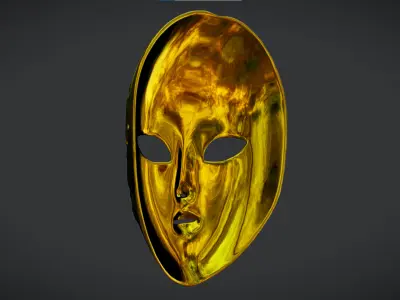 Elegant Golden Venetian Mask Low-poly 3D model