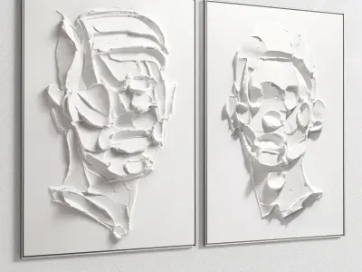 Plaster Two Photo Frame 79 Low-poly 3D model