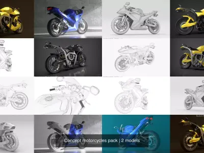 Concept motorcycles pack 3D Model Collection