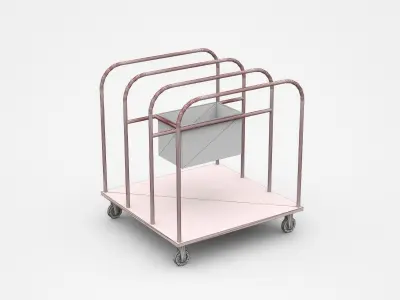 Container Trolley Cart With Small Box Container Attached 3D model