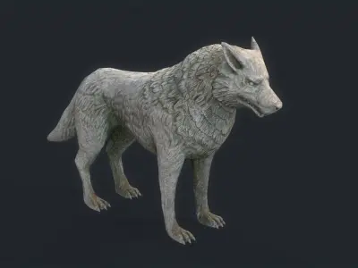  Wolf Statue Low-poly 3D model