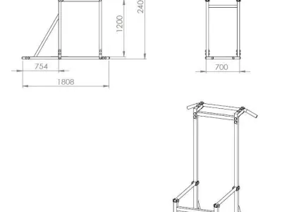 Gym equipment Pull-up bar and Dip construction Free 3D model