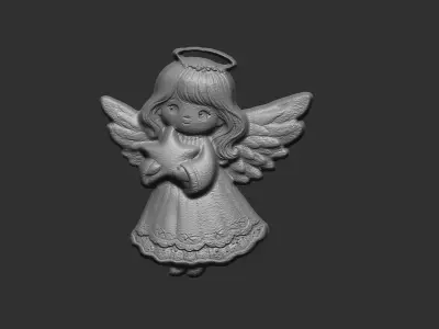 christmas tree cute girl angle decor  3D print model