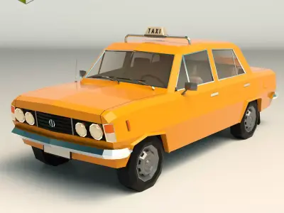 Low Poly Taxi Cab 04 Low-poly 3D model