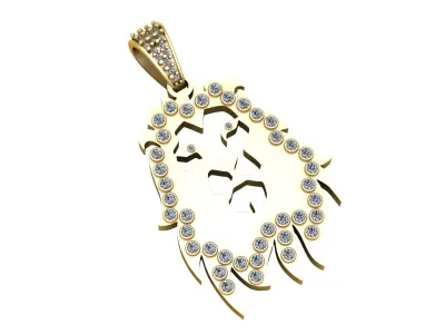 LION FACE DIAMOND PENDANT 3D PRINTABLE MODEL  3D print model