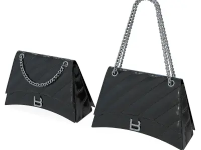Balenciaga Crush Medium Chain Bag Quilted Black Low-poly 3D model