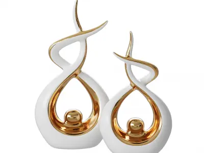 The decorative set Light Luxury Big Gold White 3D model