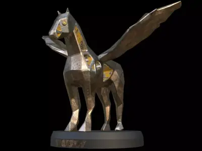 Steampunk Pegasus Low-poly 3D model
