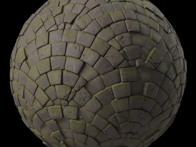 Pavement Materials 77- Stone Paving Mossy Sbsar Pbr 4k Seamless Texture
