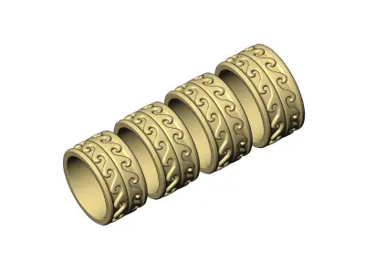 Wide double wave pattern band US sizes 6to9 3D print model