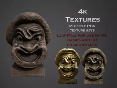 Theatre mask from Athens  1 Low-poly 3D model