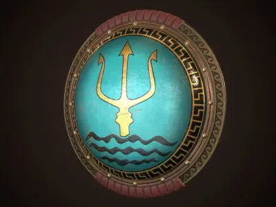 Hoplite Shield Trident Low-poly 3D model