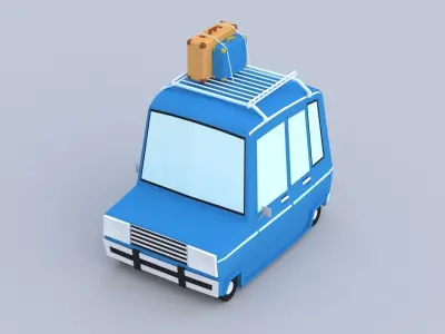Stylized low poly microcar Low-poly 3D model