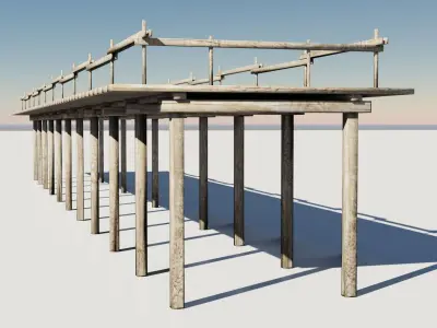 Wood bridge adapted for your games Low-poly 3D model 2 lod Low-poly 3D model