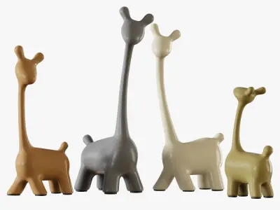Figurines a family of deer 3D model