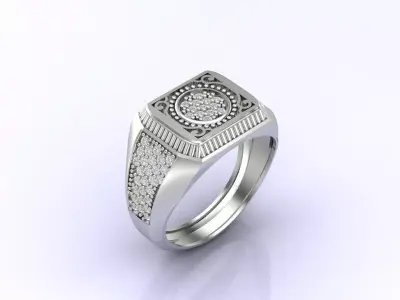 Print Ready STL 3DM  Gents Rings Diamond Men Ring  3D print model 110