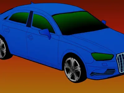 Audi-A3 Sedan for animators  Low-poly 3D model