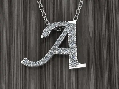 Jewelry Alphabet Pendant A 3D print model