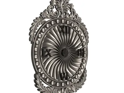 Classic Wall Clock 011 Chrome Low-poly 3D model