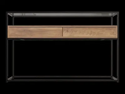 Glass Top 2 Drawers Console Table Low-poly 3D model