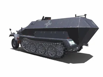 Sd Kfz 251 German Armored Fighting Vehicle PBR Low-poly 3D model