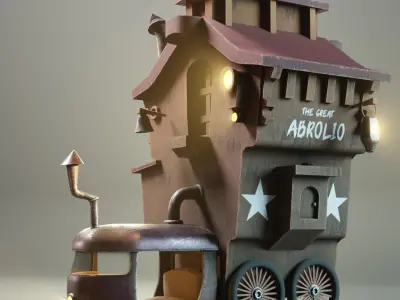 Stylized Caravan Low-poly 3D model