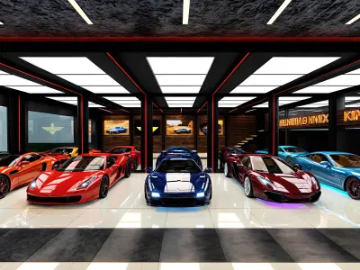 Luxury Car Showroom Design Low-poly 3D model