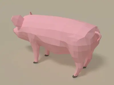 Low Poly Cartoon Pig Low-poly 3D model
