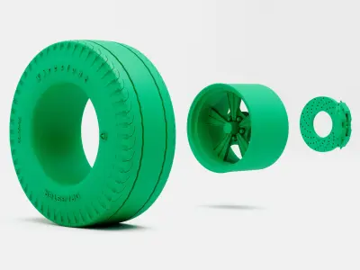 15x10 Radir Tri Ribb Wheel Firestone Dragster Tire 3D print model