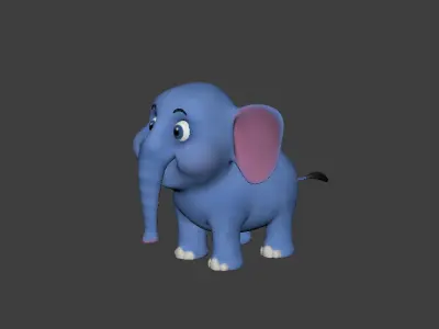 3D Elephant Cute Cartoon 3D Model with Animations Low-poly 3D model