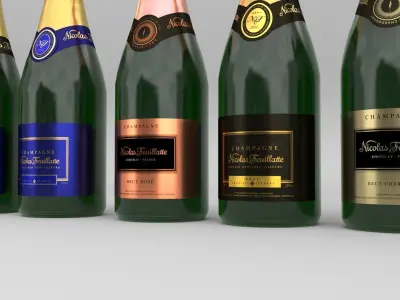 Nicolas Feuillatte Palmes Dor Champagne All Brut Bottles 3D model