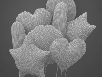 Colorful foil balloons 3D model