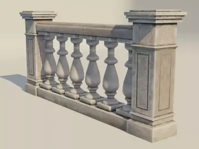 Stone Balustrade Balcony Terrace Low-poly 3D model