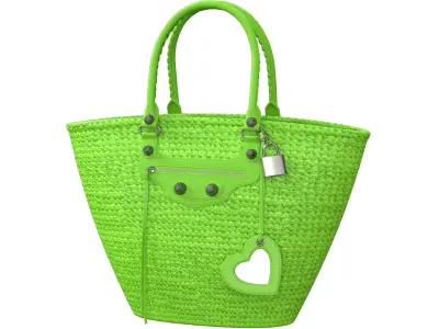 Balenciaga Le Cagole Raffia Basket Bag Low-poly 3D model