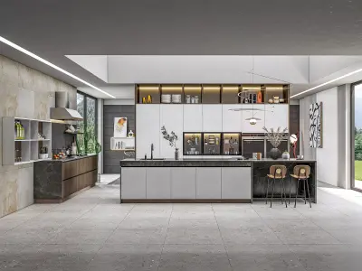 Kitchen fully parametric  Resizable manufacturable  0015 3D model